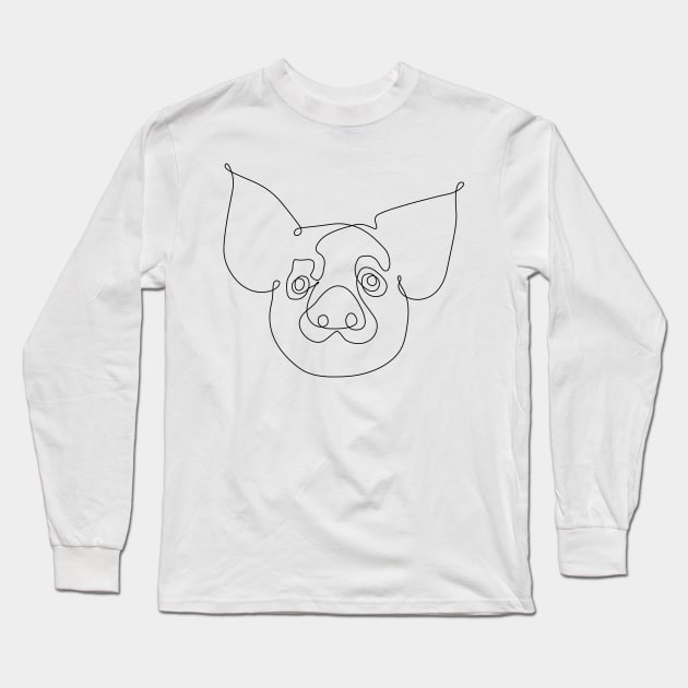 One Line Pig Long Sleeve T-Shirt by huebucket